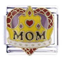 Italian Charms - queen mom heart x2 italian charm Image.