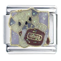 Italian Charms - pug with football x2 italian charm Image.