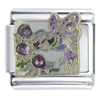 Italian Charms - fairy with rhinestone flowers x2 italian charm Image.