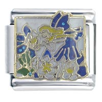 Italian Charms - blue fairy with flowers x2 italian charm Image.