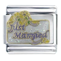 Italian Charms - wedding just married x2 italian charm Image.