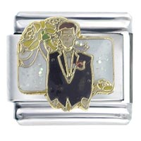 Italian Charms - wedding groom x2 italian charm Image.