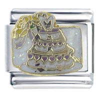 Italian Charms - wedding cake purple x2 italian charm Image.