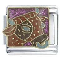 Italian Charms - taurus face x2 italian charm Image.