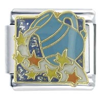 Italian Charms - blue aquarius x2 italian charm Image.