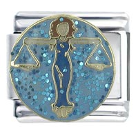 Italian Charms - blue libra x2 italian charm Image.