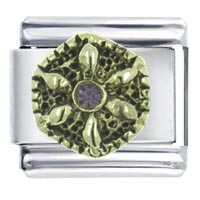 Italian Charms - golden flower with stone x2 italian charm Image.