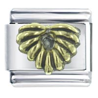 Italian Charms - gold plated leaf x2 italian charm Image.