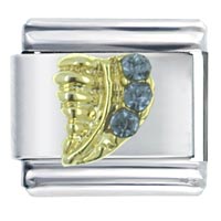 Italian Charms - rhinestone leaf x2 italian charm Image.