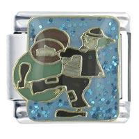 Italian Charms - musical clown blue x2 italian charm Image.