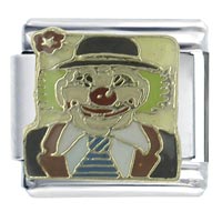 Italian Charms - hand painted clown x2 italian charm Image.