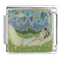 Italian Charms - napping in the park x2 italian charm Image.