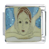 Italian Charms - getting a massage blue x2 italian charm Image.