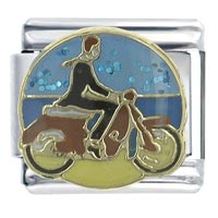 Italian Charms - riding a scooter x2 italian charm Image.