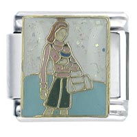 Italian Charms - woman waiting x2 italian charm Image.