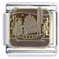Italian Charms - chinese junk ship x2 italian charm Image.