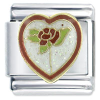 Italian Charms - rose heart x2 italian charm Image.