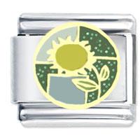 Italian Charms - sunflower and green x2 italian charm Image.