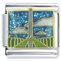Italian Charms - washington monument glitter blue x2 italian charm Image.