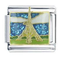 Italian Charms - golden eiffel tower x2 italian charm Image.