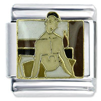 Italian Charms - man waking up x2 italian charm Image.