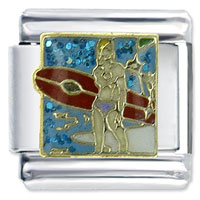 Italian Charms - surfer girl x2  italian charm Image.