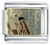 Italian Charms - fashion woman chatting x2 italian charm Image.