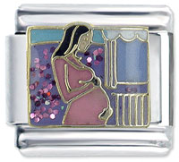 Italian Charms - pregnant woman x2 italian charm Image.