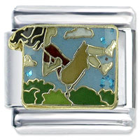 Italian Charms - girl on a swing x2 italian charm Image.