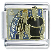 Italian Charms - couple hooking arms x2 italian charm Image.