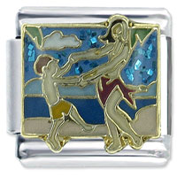 Italian Charms - dancing at the beach x2 italian charm Image.