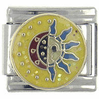 Italian Charms - sun and moon yellow x2 italian charm Image.