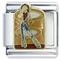 Italian Charms - woman on cell phone x2 italian charm Image.