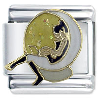 Italian Charms - woman using laptop x2 italian charm Image.