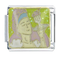 Italian Charms - diner woman waitress x2 italian charm Image.