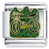 Italian Charms - yellow bicycle x2 italian charm Image.