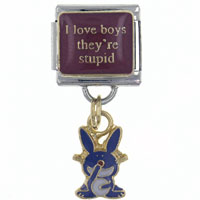 Italian Charms - it's happy bunny i love boys licensed italian charm Image.