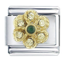 Italian Charms - golden crystak flower x2 italian charm Image.