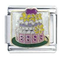 Italian Charms - wedding cake yellow x2 italian charm Image.
