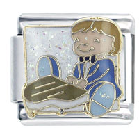 Italian Charms - boy playing piano x2 italian charm Image.