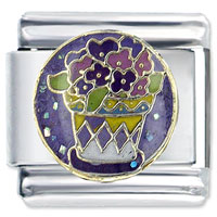 Italian Charms - purple flower pot x2 italian charm Image.