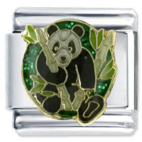 Italian Charms - endangered panda bear x2 italian charm Image.