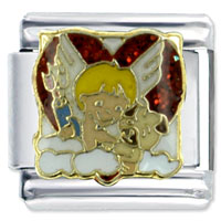 Italian Charms - cupid and his pug x2 italian charm Image.