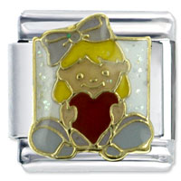 Italian Charms - girl with a valentine x2 italian charm Image.