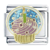 Italian Charms - cupcake and candle x2 italian charm Image.