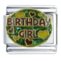 Italian Charms - hand painted birthday girl x2 italian charm Image.
