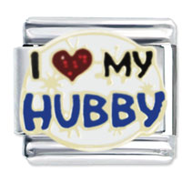 Italian Charms - enamel i heart my hubby x2 italian charm Image.