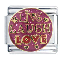 Italian Charms - pink live laugh love x2 italian charm Image.