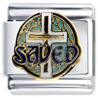 Italian Charms - saved cross x2 italian charm Image.