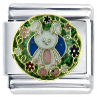 Italian Charms - easter bunny green x2 italian charm Image.
